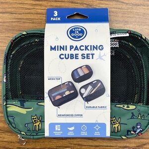 Life Is Good Green Printed Mini Packing Cube Set (3 Pack)